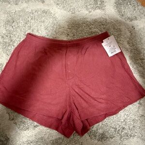 Women's Red Ribbed Shorts..#847